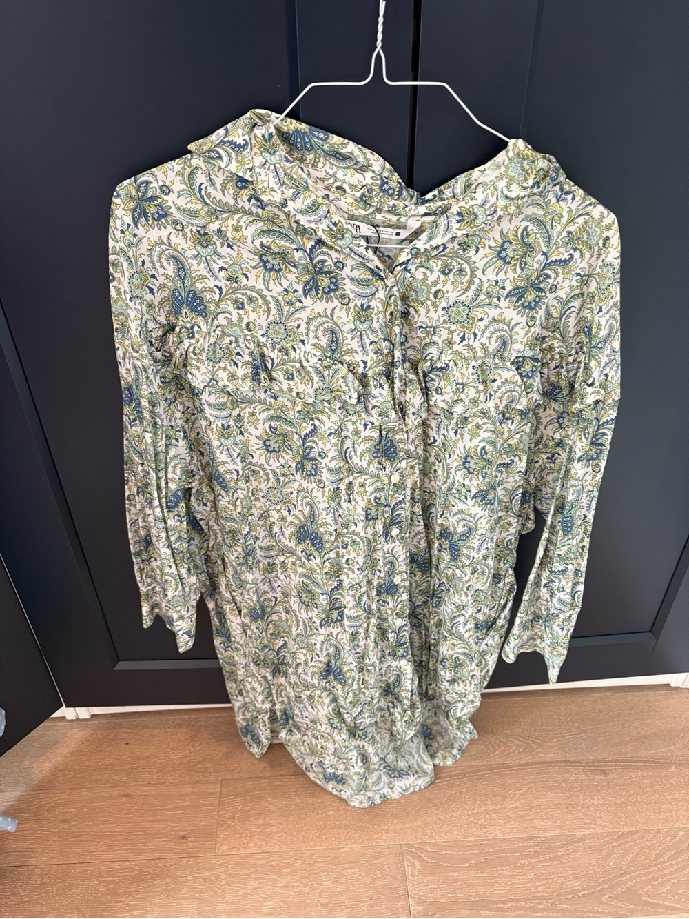 Zara Green and Blue Paisley Mini Dress